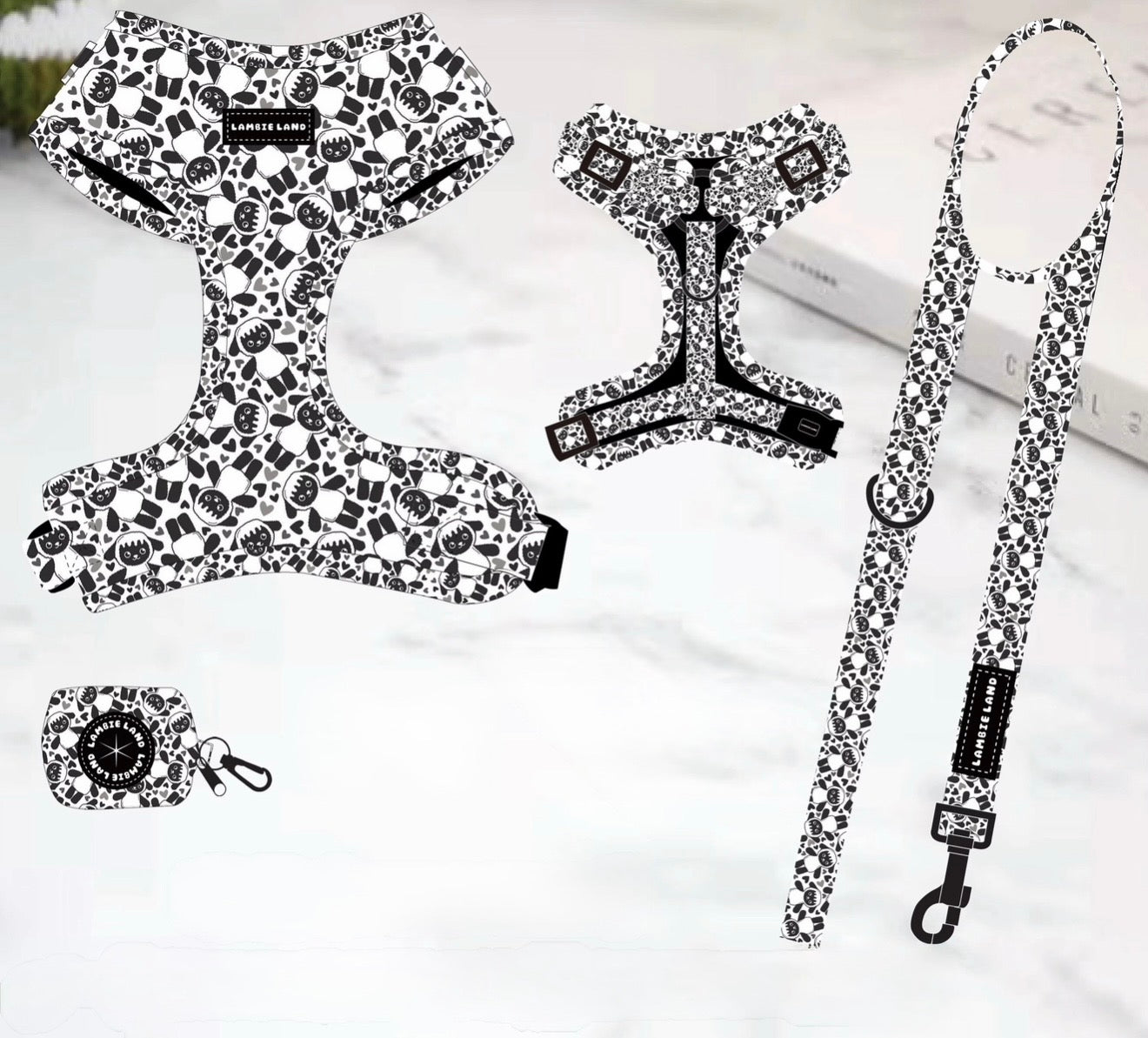 *PRE ORDER* Lambie Harness, Leash and Poop Bag Holder Set