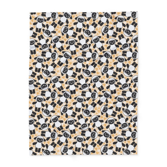 Lambie Plush Fleece Blanket — Peach Hearts